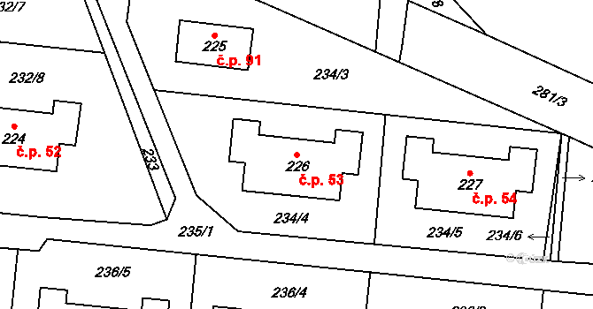 Beroun-Zdejcina 53, Beroun na parcele st. 226 v KÚ Zdejcina, Katastrální mapa