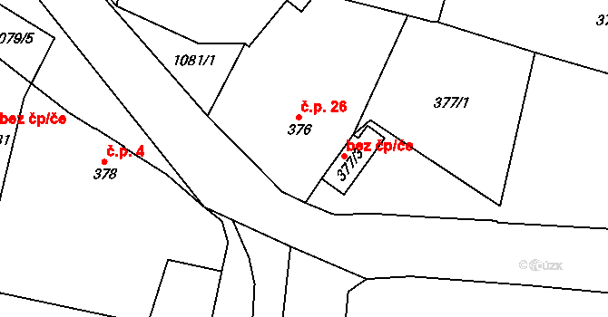 Mašovice 26, Meclov na parcele st. 376 v KÚ Mašovice u Meclova, Katastrální mapa