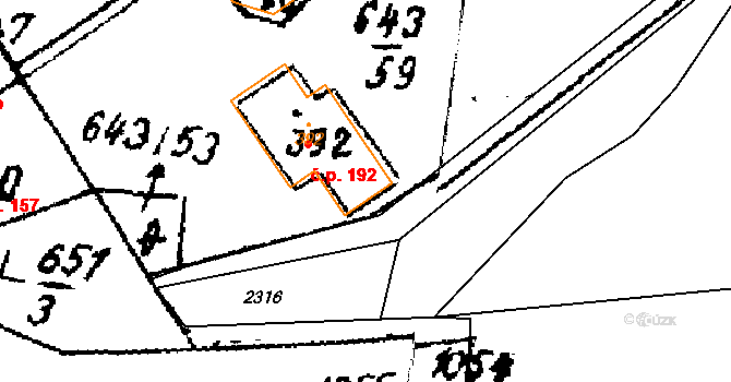 Vraclav 192 na parcele st. 392 v KÚ Vraclav, Katastrální mapa