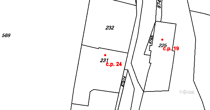 Bukovice 24, Velké Losiny na parcele st. 231 v KÚ Bukovice u Velkých Losin, Katastrální mapa
