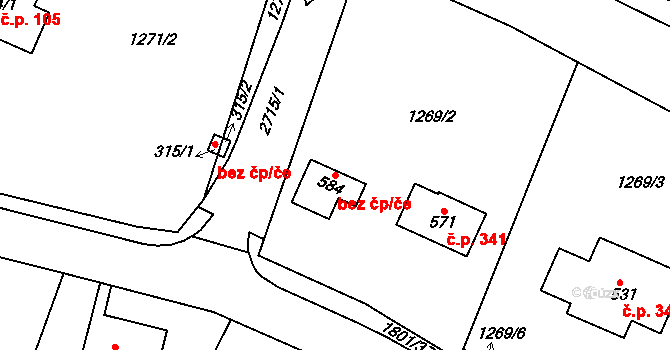 Dolní Branná 80370276 na parcele st. 584 v KÚ Dolní Branná, Katastrální mapa