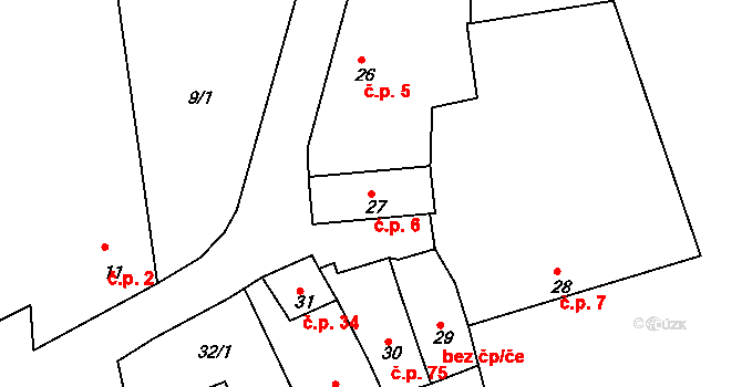Chlum 6, Křemže na parcele st. 27 v KÚ Chlum u Křemže, Katastrální mapa