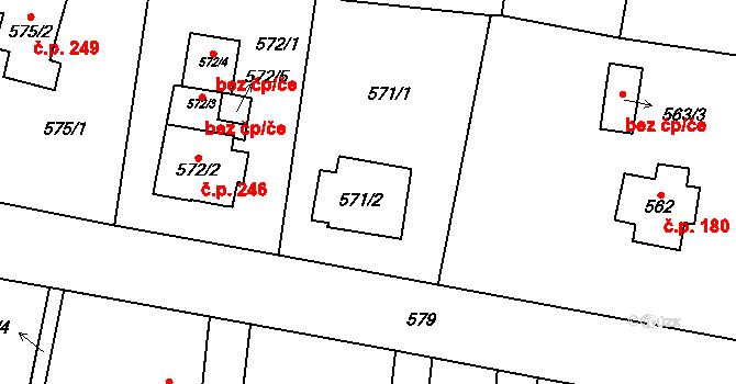 Senec 244, Zruč-Senec na parcele st. 571/2 v KÚ Senec u Plzně, Katastrální mapa