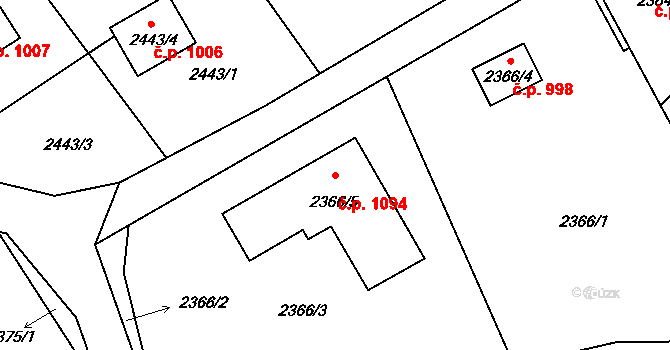 Štramberk 1094 na parcele st. 2366/5 v KÚ Štramberk, Katastrální mapa