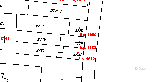 Louny 1632 na parcele st. 2779 v KÚ Louny, Katastrální mapa