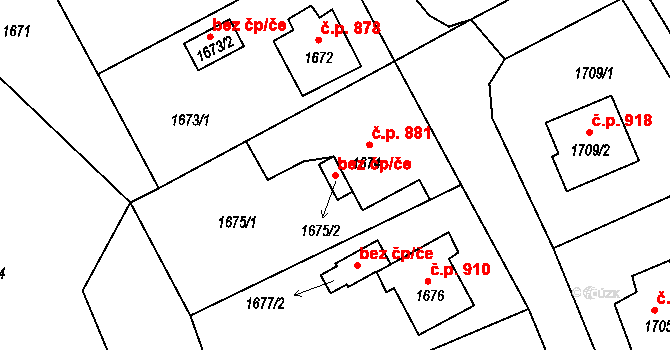 Štramberk 94592276 na parcele st. 1675/2 v KÚ Štramberk, Katastrální mapa