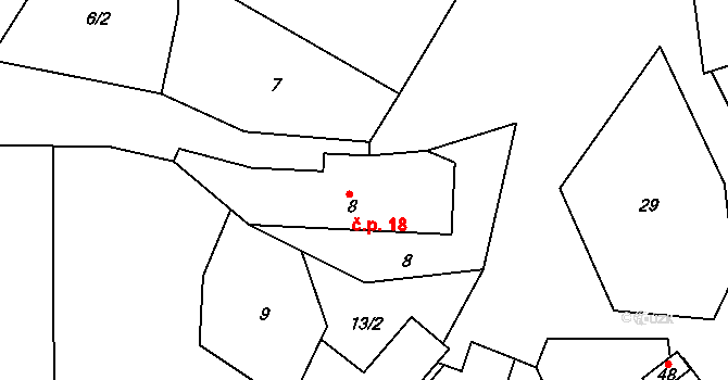 Petrovice u Uhelné Příbramě 18, Uhelná Příbram na parcele st. 8 v KÚ Petrovice u Uhelné Příbramě, Katastrální mapa