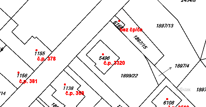 Havlíčkův Brod 3320 na parcele st. 5496 v KÚ Havlíčkův Brod, Katastrální mapa