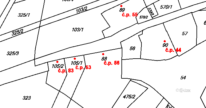 Nětčice 56, Zdounky na parcele st. 88 v KÚ Nětčice, Katastrální mapa