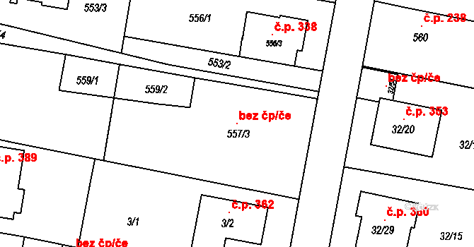 Opava 102722277 na parcele st. 557/3 v KÚ Malé Hoštice, Katastrální mapa