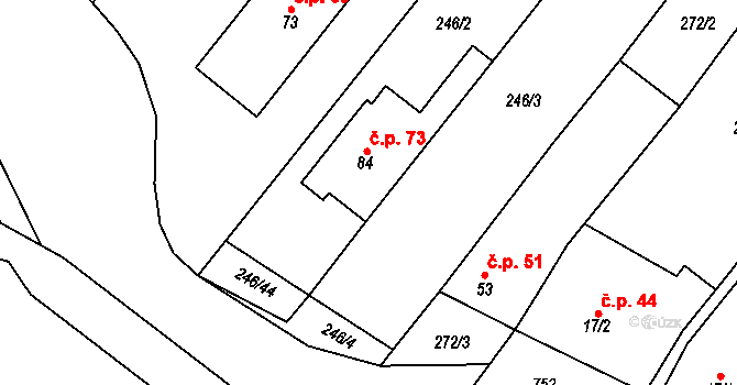 Křenůvky 73, Myslejovice na parcele st. 84 v KÚ Křenůvky, Katastrální mapa