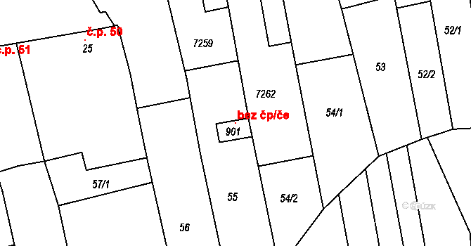Ostrožská Lhota 105146277 na parcele st. 901 v KÚ Ostrožská Lhota, Katastrální mapa