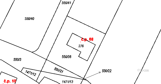 Nuzice 68, Týn nad Vltavou na parcele st. 276 v KÚ Nuzice, Katastrální mapa