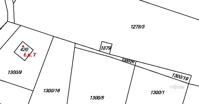 Jevišovice 56 na parcele st. 1300/5 v KÚ Jevišovice, Katastrální mapa