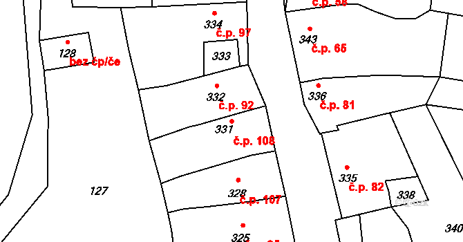 Přerov XII-Žeravice 108, Přerov na parcele st. 331 v KÚ Žeravice, Katastrální mapa