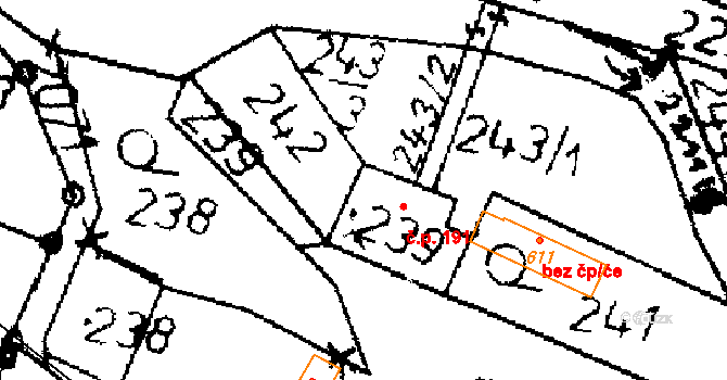 Verneřice 191 na parcele st. 239 v KÚ Verneřice, Katastrální mapa