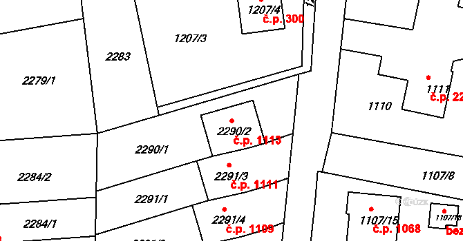 Lyžbice 1113, Třinec na parcele st. 2290/2 v KÚ Lyžbice, Katastrální mapa