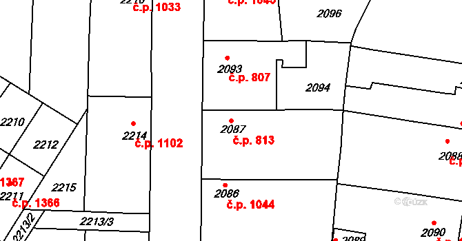 Vracov 813 na parcele st. 2087 v KÚ Vracov, Katastrální mapa