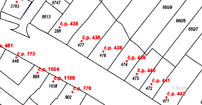 Veselí nad Moravou 438 na parcele st. 476 v KÚ Veselí-Předměstí, Katastrální mapa