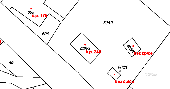 Janovice 246, Rýmařov na parcele st. 608/3 v KÚ Janušov, Katastrální mapa