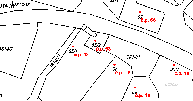 Kamýk 68 na parcele st. 55/2 v KÚ Kamýk u Litoměřic, Katastrální mapa