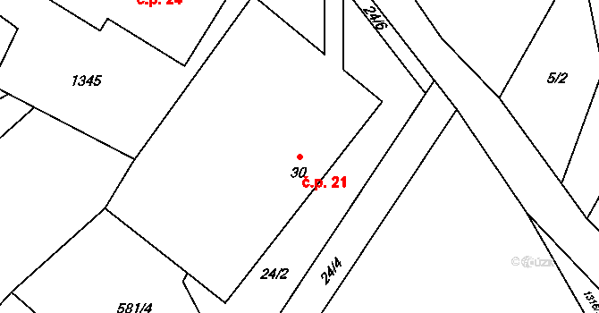 Velký Ratmírov 21 na parcele st. 30 v KÚ Velký Ratmírov, Katastrální mapa