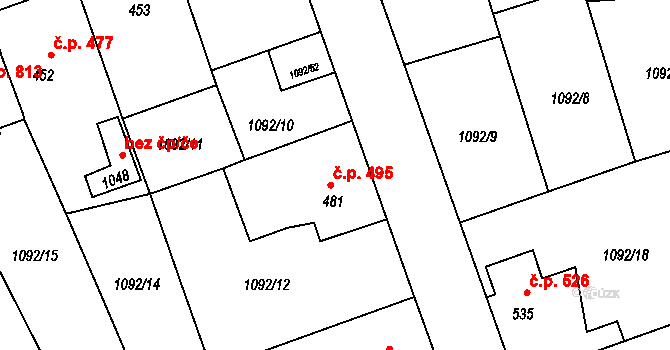 Hluboká nad Vltavou 495 na parcele st. 481 v KÚ Hluboká nad Vltavou, Katastrální mapa