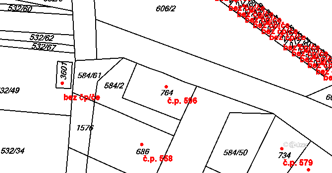 Strakonice I 596, Strakonice na parcele st. 764 v KÚ Strakonice, Katastrální mapa