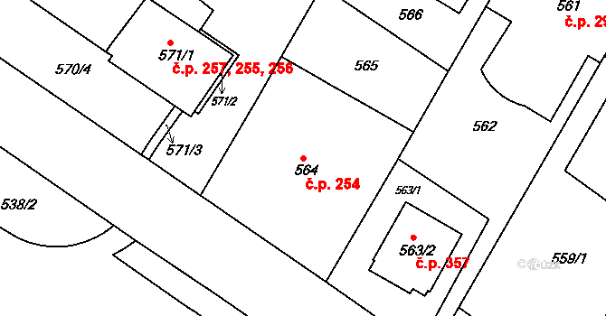 Pisárky 254, Brno na parcele st. 564 v KÚ Pisárky, Katastrální mapa