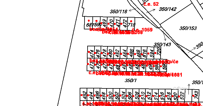 Černčice 1067 na parcele st. 478 v KÚ Černčice u Loun, Katastrální mapa