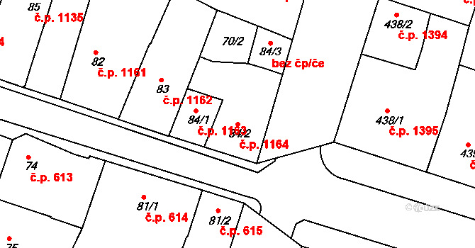 Nový Bydžov 1164 na parcele st. 84/2 v KÚ Nový Bydžov, Katastrální mapa