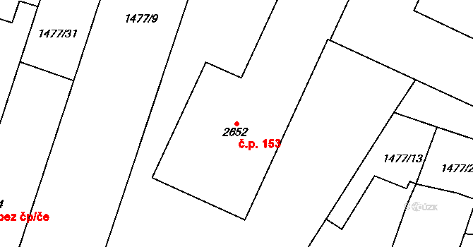 Litovel 153 na parcele st. 2652 v KÚ Litovel, Katastrální mapa