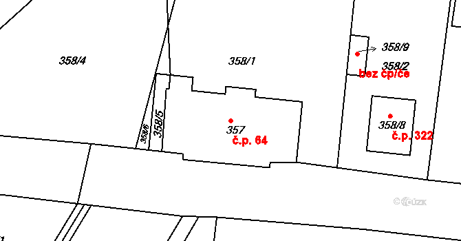 Lubná 64 na parcele st. 357 v KÚ Lubná u Rakovníka, Katastrální mapa