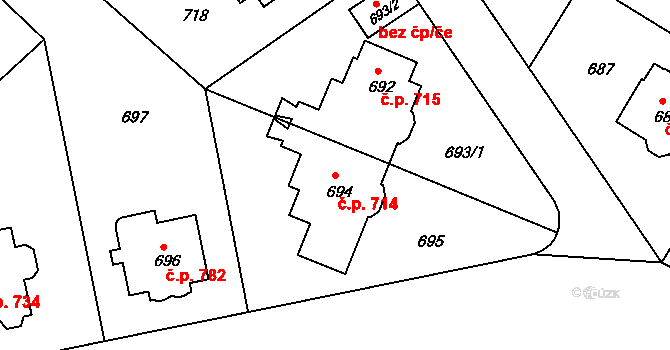Nusle 714, Praha na parcele st. 694 v KÚ Nusle, Katastrální mapa