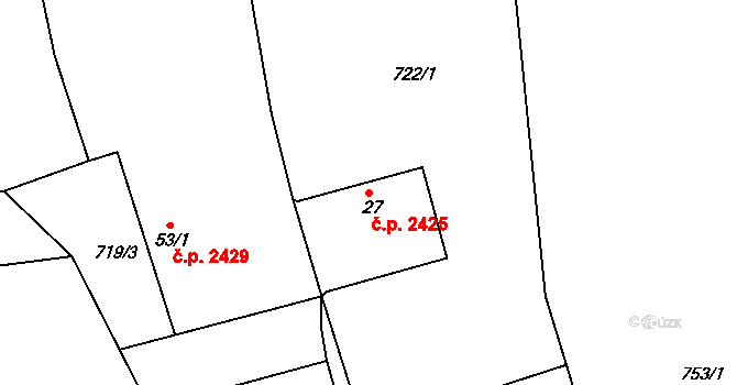 České Budějovice 5 2425, České Budějovice na parcele st. 27 v KÚ Třebotovice, Katastrální mapa