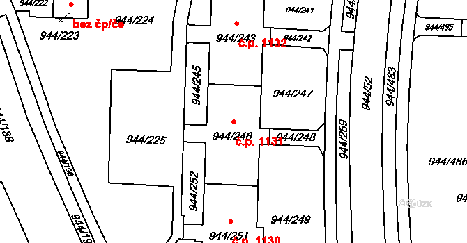 Šumbark 1131, Havířov na parcele st. 944/246 v KÚ Šumbark, Katastrální mapa