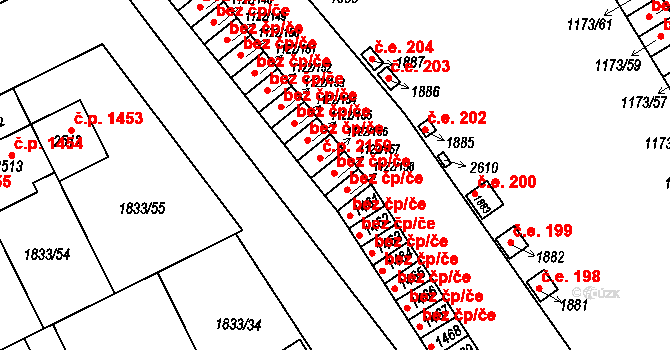 Uničov 2160 na parcele st. 1122/157 v KÚ Uničov, Katastrální mapa