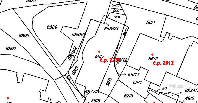 Boskovice 2275 na parcele st. 56/7 v KÚ Boskovice, Katastrální mapa