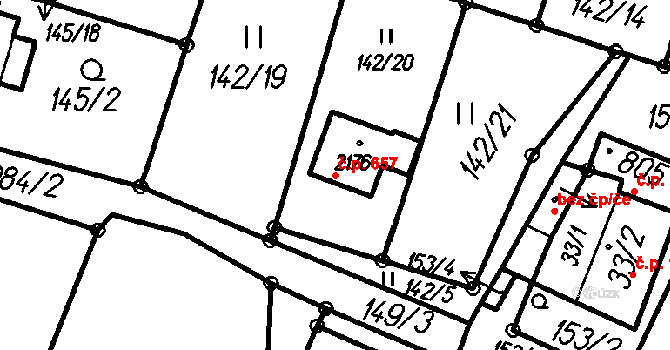 Čeladná 657 na parcele st. 2176 v KÚ Čeladná, Katastrální mapa