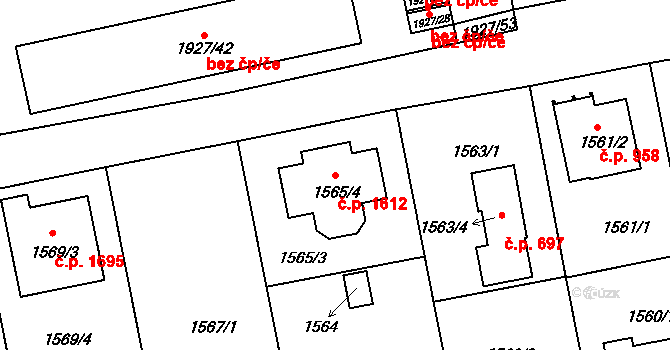 České Budějovice 2 1612, České Budějovice na parcele st. 1565/4 v KÚ České Budějovice 2, Katastrální mapa