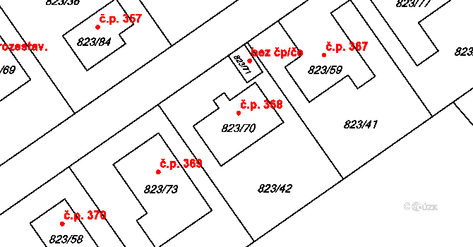 Nové Homole 368, Homole na parcele st. 823/70 v KÚ Homole, Katastrální mapa