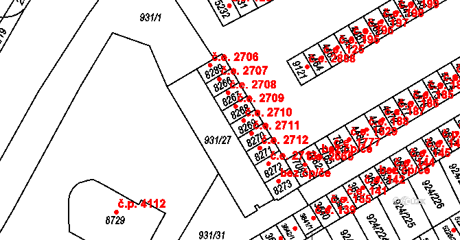 Hodonín 2709 na parcele st. 8268 v KÚ Hodonín, Katastrální mapa