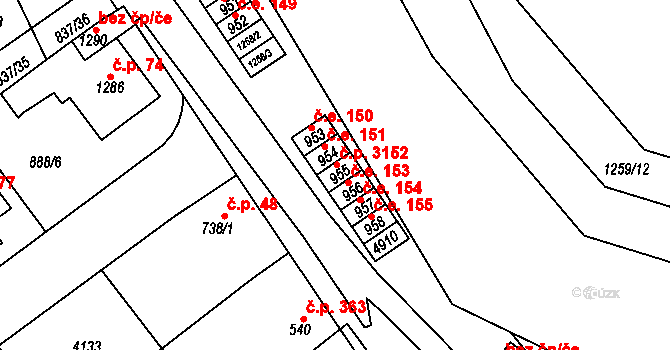 Pazderna 3152, Vyškov na parcele st. 955 v KÚ Dědice u Vyškova, Katastrální mapa
