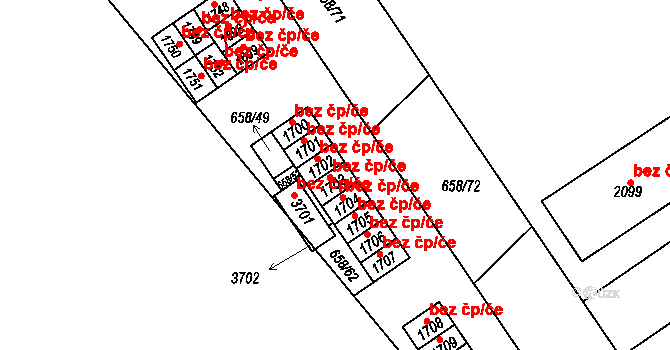 Čáslav 38270277 na parcele st. 1703 v KÚ Čáslav, Katastrální mapa