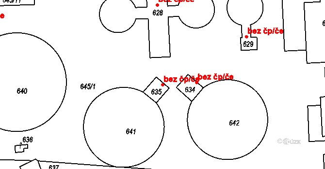 Jihlava 41301277 na parcele st. 635 v KÚ Hruškové Dvory, Katastrální mapa