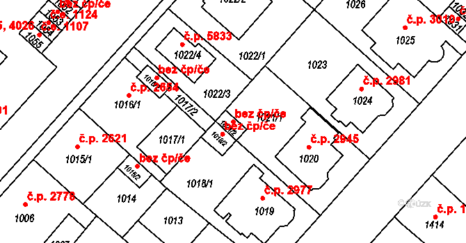 Chomutov 43019277 na parcele st. 1021/2 v KÚ Chomutov II, Katastrální mapa
