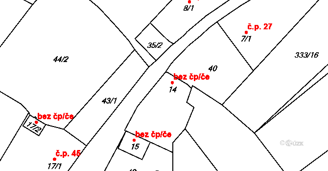 Mladecko 43795277 na parcele st. 14 v KÚ Mladecko, Katastrální mapa