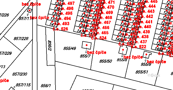 Teplice 45108277 na parcele st. 855/7 v KÚ Teplice-Řetenice, Katastrální mapa
