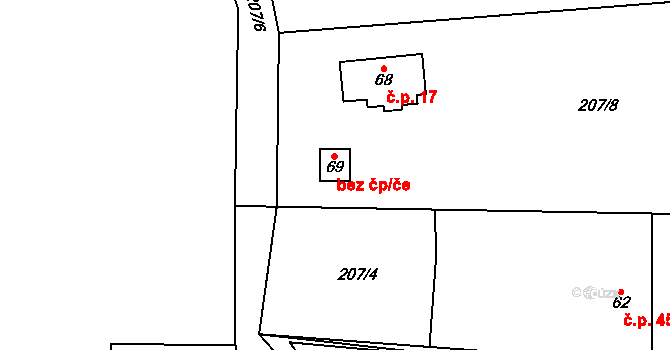 Bojanovice 45722277 na parcele st. 69 v KÚ Senešnice, Katastrální mapa