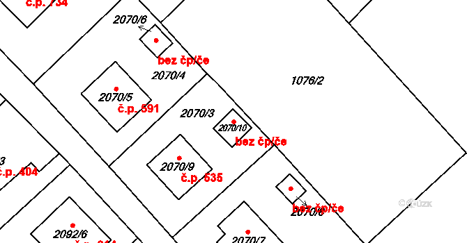 Fryčovice 46607277 na parcele st. 2070/10 v KÚ Fryčovice, Katastrální mapa